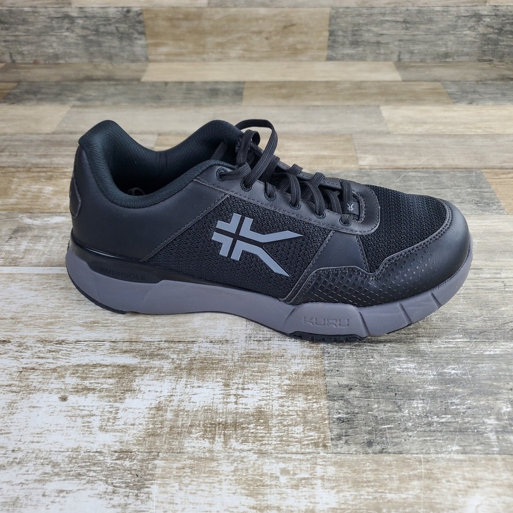 Kuru Quantum 2.0 Mens Shoes Sz 9.5 Wide Running Black Slate Gray Lace Up Sneaker